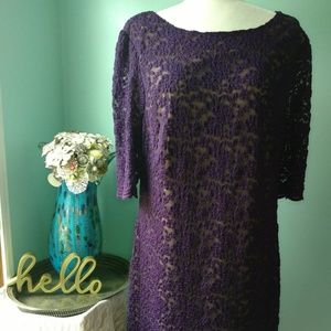 Roz & Ali Purple Lace Midi Dress